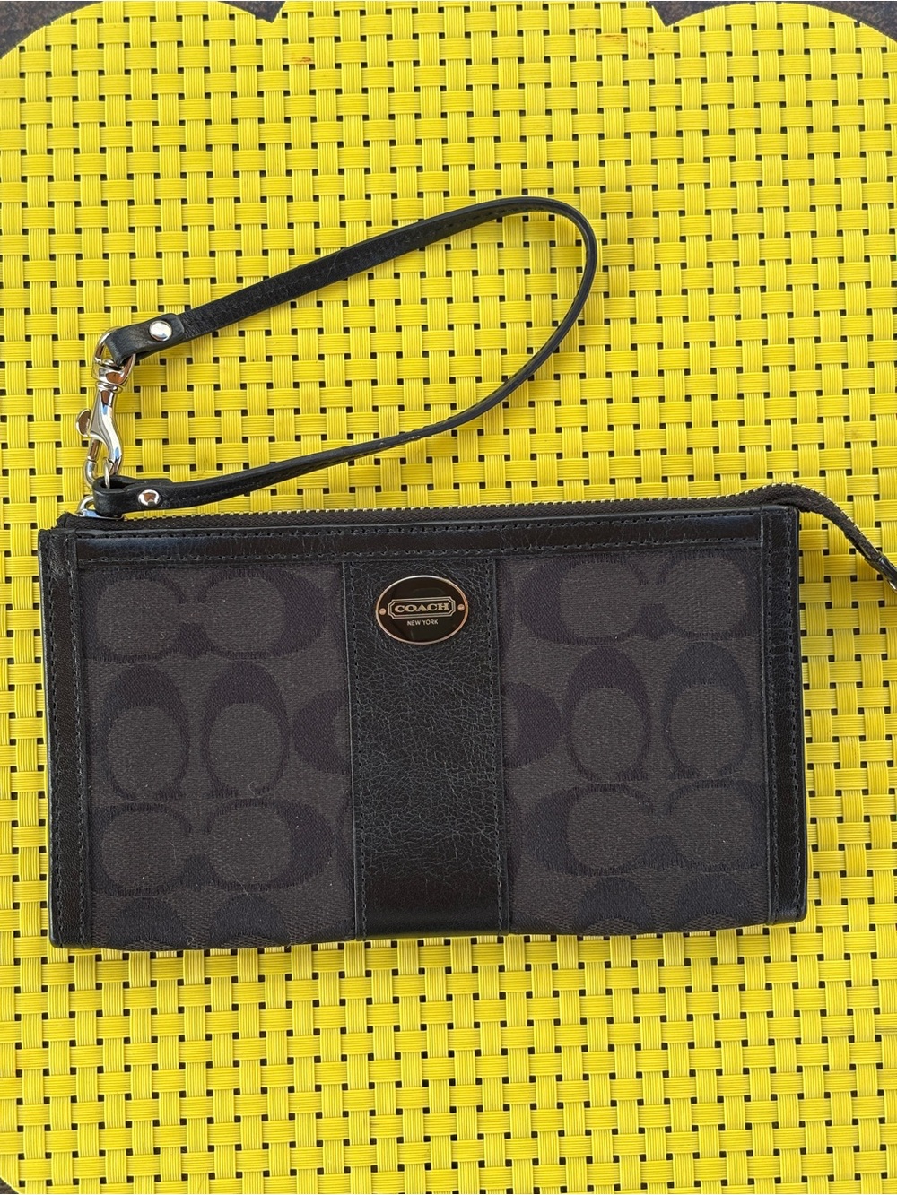 Coach Black Signature Canvas Wristlet